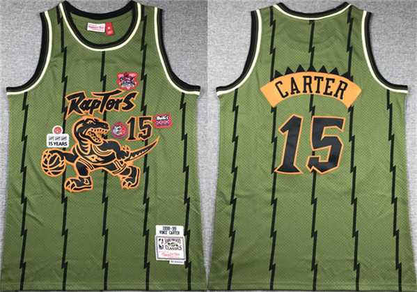 Mens Toronto Raptors #15 Vince Carter Green 1998-99 Throwback Stitched Jersey Mixiu->->NBA Jersey